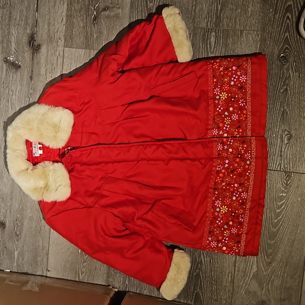Super cute red and fuzzy girls Warm Winter jacket